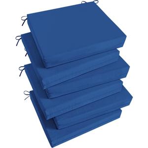 Basic Beyond Outdoor Chair Cushions Set of 6, Square Corner Outdoor Cushions for Patio Furniture, Water Resistant Patio Chair Cushions with 2 Ties, 18.5x16x3, Royal Blue