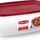 Rubbermaid Food Storage Container with Red Lid BPA-Free & Leak Proof Lunch Containers use for School, Work and Travel, 40 cups 9.4 L
