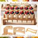 Queekay 100 Pcs Disposable Wooden Food Cones with 12 Holes Food Cone Display Stand Cone Holder for Charcuterie, Ice Cream, Catered Events, Party or Buffets (Curved,Bamboo)