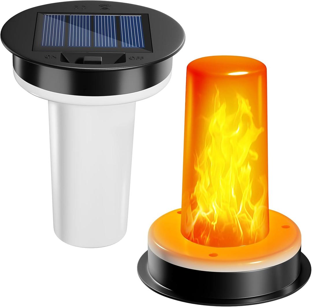 2 Pack Solar Light Replacement Top, Solar Flickering Flame Lights for Hot Air Balloon Lantern, 3.35" Top 2.87" Bottom Plastic Outdoor Garden Decor for Lighting Enthusiasts