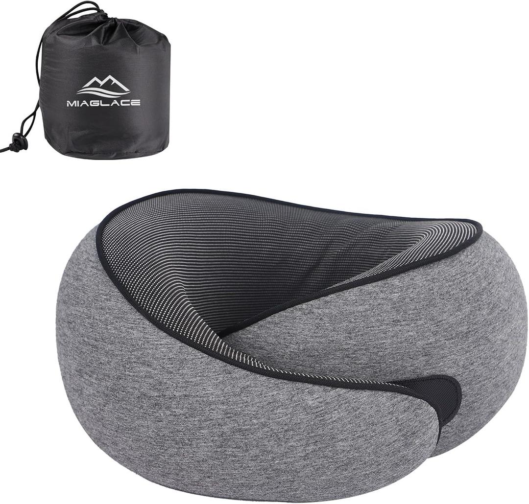 MAX Travel Pillow - High-tech Smart Memory Foam, Breathable Cover Fabric, 360 Ergonomic Support, Easy to Carry in Travel Bag, Ideal Choice for Airplane and Car Travel (Dark Gray)