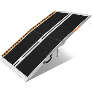 FACHNUO 5 Feet Portable Wheelchair Ramp, Non-Skid Aluminum Handicap Ramps with Handle, Folding Threshold Wheel Chair Ramp for Home Steps, Stairs, Entry, Threshold, Doorways, Scooter, 800LBS Capacity