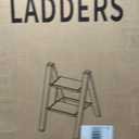 Mayi Plus 2-Step Aluminum Ladder,Lightweight Folding Step Stool with Extra-Wide Anti-Slip Steps,330 lbs Capacity,Compact Space-Saving Design for Home,Kitchen and OfficeWhite&Woodgrain