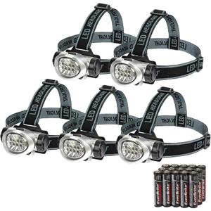 EverBrite 4-Pack LED Headlamp, 4 Lighting Modes, Pivoting Head with Adjustable Headband, Perfect for Running, Camping and Hiking, Batteries Included