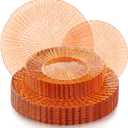 SUT 60pcs Clear Orange Plastic Plates,Elegant Disposable Plates,Perfect for Weddings, Birthday Parties, and All Party Events,Include 30 Clear Dessert Plates, 30 Dinner Plates for Party