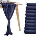 10 Pack 10ft Navy Blue Chiffon Table Runners Wedding Table Runner Sheer Romantic Tulle Table Runner for Christmas Wedding Bridal Tea Party Baby Shower Birthday Party Table Decorations(120 x 12 in)