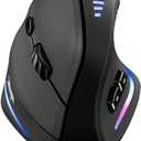 TRELC Gaming Mouse with 5 D Rocker, Ergonomic Mouse with 10000 DPI/11 Programmable Buttons, Vertical Gaming Mice Wired for PC/Laptop/E-Sports/Gamer (Black)