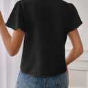 EVALESS Business Casual Tops for Women Flutter Sleeve Blouses (Black, S)