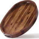 TIDITA Acacia Oval Wooden Serving Tray with Handle, 20"x15", Walnut Color