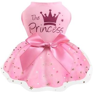 Idepet Princess Dog Dress Tulle Puppy Skirt Pet Apparel Dog Tutu with Bowknot,Birthday Dresses Daisy Sleeveless Holiday Clothes for Small Dogs Girls and Cats, Large