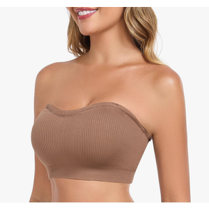 OBICUM Strapless Bras for Women Non-Slip Silicone Bandeau Bra Comfortable Bra Brown S