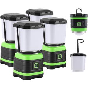 Lichamp LED Camping Lantern, Battery Powered LED Lights Camping Essentials, Portable Lanterns Flishlights for Emergency, Hurricanes, Outdoor Hiking, Power Outages, Survival Gear and Home Use, 4 Pack