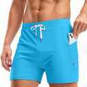 G Gradual Men's Swimsuit Trunks with Zipper Pockets Quick Dry Swimwear Bathing Suit Swim Briefs Board Shorts for Men (Medium)