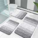 OLANLY Bathroom Rugs Sets 3 Piece, Soft Absorbent Microfiber Bath Mats and U-Shaped Contour Toilet Rug, Plush Shaggy Bath Mat Set for Bathroom (30"x20"+24"x16"+24"x20", Light Grey) (30" x 20" + 24" x 16" + U Shape 24" x 20")