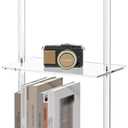 Small Acrylic Ladder Bookshelf, 9.5" D x 15.6" W, 5-Tier Clear Wall Mounted Book Shelf for Small Spaces, Multipurpose Bookcase for Living Room, Bathroom, Office, Modern, 73" H