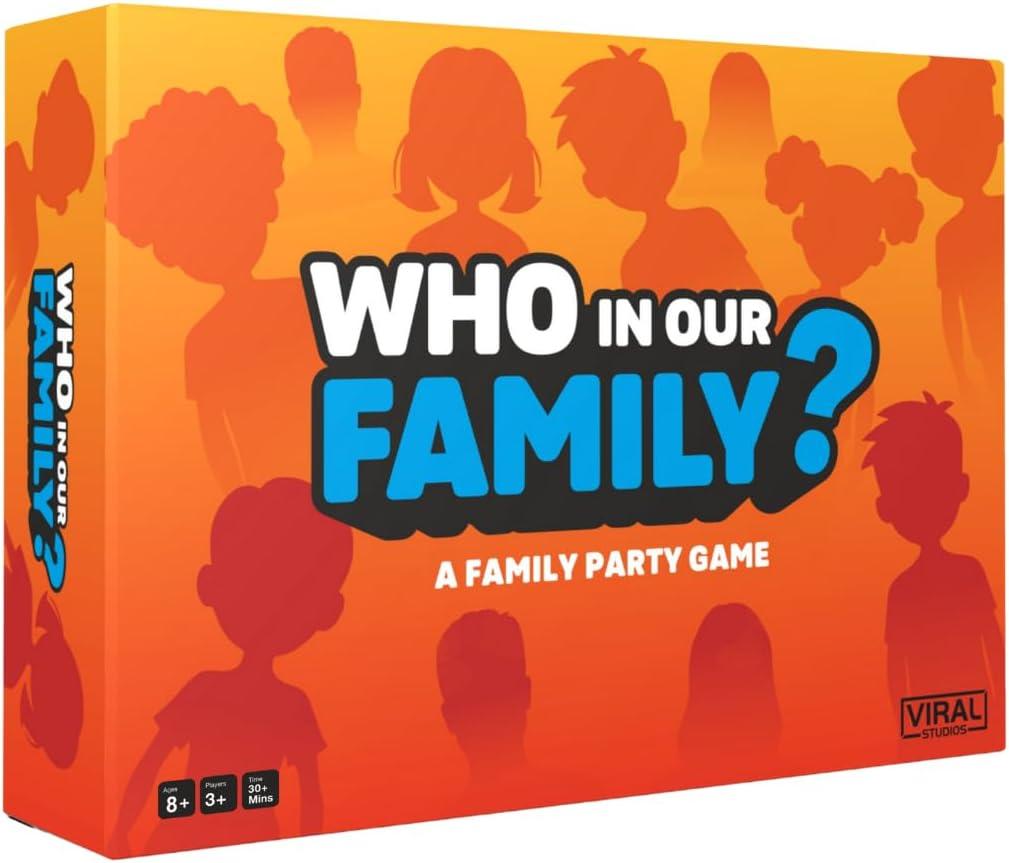 Viral Studios Who in Our Family?  Hilarious Family Party Game | Trivia, Most Likely to & Head-to-Head Challenges | Fun Family Game Night Card Game for Kids, Teens & Adults