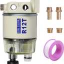 Marine Fuel Water Separator/Diesel Fuel Filter/Water Separator for R12T MARINE SPIN-ON HOUSING 120AT NPT ZG1/4-19 Includes 2 fittings,2 plugs