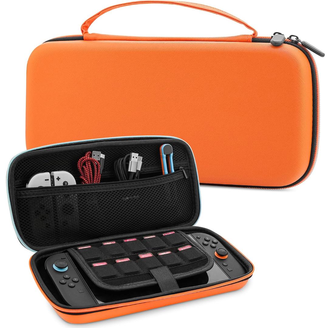 FANPL Orange Case for Nintendo Switch 2 (2025) Accessories, Portable Hard Travel Cover with 10 Game Card Slots