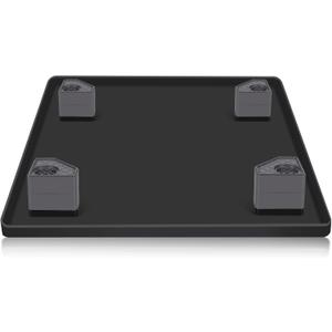 Mini Fridge Mat 23.6x23.6 Inch - Silicone Refrigerator Drip Tray 4 Antivibration Stabilizer Support Feet Under Fridge Floor Protector for Small Freezer/Washer (Black) (Gray)