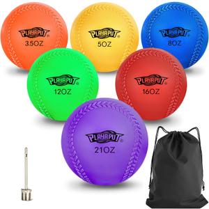 Weighted Balls for Baseball and Softball,Set of 6 Weighted Baseball with Mesh Bag,Air Nozzle, Weighted Baseballs for Pitching/Throwing/Catching/Hitting,Improve Power and Speed Weighted Ball