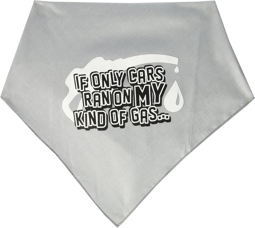 Pet and Dog Bandana Screen Printed, "If Only Cars Ran On My Kind Of Gas" Grey Large