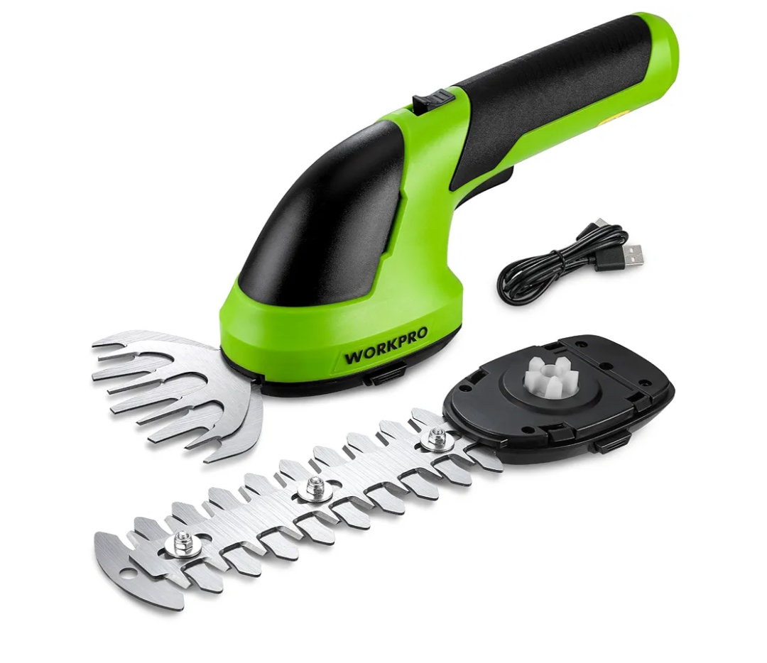 WORKPRO Cordless Grass Shear & Shrubbery Trimmer - 2 in 1 Handheld 7.2V Electric Grass Trimmer Hedge Shears/Grass Cutter Rechargeable Lithium-Ion Battery and Type-C Cable Included