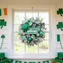 Idyllic 22 Inch St Patricks Day Wreath with Leprechaun Hat Shamrock Ribbons and Glitter Balls for Front Door Fireplace Indoor Outdoor Irish Party Decor