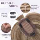 Hair Toppers for Women Real Human Hair 16 Inch Long Straight Toppers for Women with Thinning 7 * 13CM Silk Base Clip in Hairpieces with Bangs (Mocha Brown & Dark Blonde)