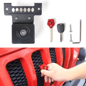 JL Hood Lock for 2018-2025 Jeep Wrangler JL JLU Unlimited 4XE Anti-Theft Hidden Hood Latches Locking Safety Catch Auto Rebound 1 Piece Black with 2 Keys