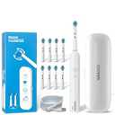 GRAUICI Deep Clean Rechargeable Electric Powered Toothbrush, Rechargeable Electric Toothbrush with 8 Brush Heads, Pressure Sensor to Protect Gums (White)