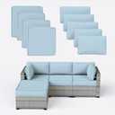 9 Pcs Outdoor Patio Cushions Covers Replacement Waterproof with Zipper for 5 Pcs Patio Furniture Set, Covers Only