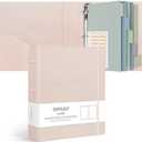 Ospelelf Vintage Hardcover 3 Ring 2 inch Leather Binder, Professional Binders Organizer Suitable for Letter Size Documents, Binder Dividers with Tabs, Rose Gold