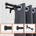 Double Curtain Rods with Aluminum End Cap and Full Surround Brackets,1"Front and 5/8" Back Rod,Adjustable between 36 to 72 Inches (3-6 Feet), Matte Black Double Window Drapery Rod