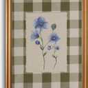 Gold Framed Wall Art, Blue Floral Canvas Art Prints, 16x24in
