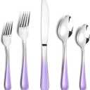 Gradient Purple Silverware set for 4,Stainless Steel Flatware Set,20 Piece Tableware Cutlery Set,Mirror Polished Utensils Sets for Kitchen,Reusable Dinnerware Sets Service for 4,Dishwasher Safe
