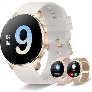 Iaret Smart Watch for Women (Answer/Make Call), Fitness Tracker for Android and iOS Phones Waterproof Smartwatch with 1.32" HD Full Touch Screen AI Voice Control Heart Rate Sleep Monitor Pedometer (Rose Gold)