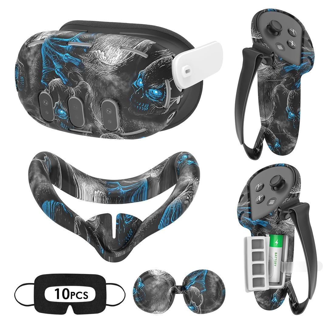 VR Silicone Case for Meta Quest 3, Accessories for Oculus Quest 3, Face Cover, Controller Grips, Shell Cover, Lens Cover, Disposable Eye Cover (Phantom)