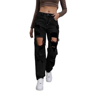 Ripped Jeans Womens Distressed high Waisted Jeans for Women Trendy Wide Straight Leg Y2k Pants Women’s Jeans, XS