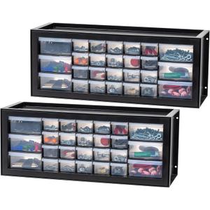 IRIS USA Plastic Storage Drawers, Made in USA, 26-Drawer Organizer (2 Pack), Stackable Teacher Toolbox for Crafts, Stickers, Crayons, Beads, Screws, Hardware, Building Bricks, Garage Storage Black