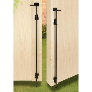 36" Heavy Duty Cane Bolt Gate Drop Rod Hardware Ground Latch for Wood PVC Vinyl Metal Fences Gates, Double Doors, Black Solid Steel -2 Pack