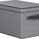Fabric Storage Bin with Lid, 7.1 x 9.1 x 13 Inch Foldable Storage Box for Shelves with Handles, Decorative Linen Closet Organizer, Gray, 1-Pack
