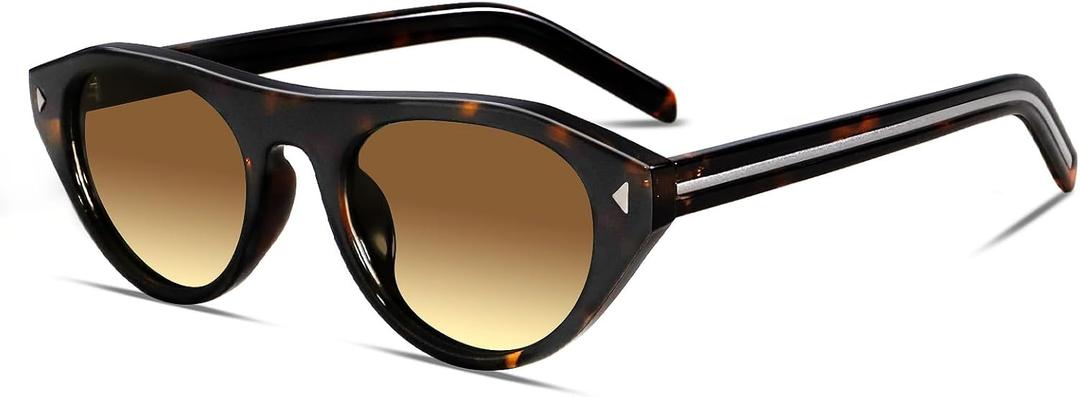 TYA Retro Oval Sunglasses for Women Men Trendy Narrow Shades Vintage Cat Eye UV400 Protection Sunnies