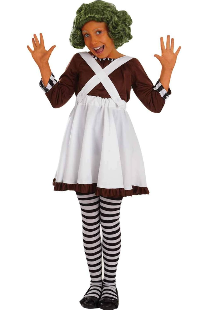 fun shack Girls Oompa Loompa Costume Kids Chocolate Factory Worker Dress Outfit Medium
