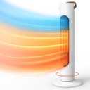 Electric Space Heaters For Indoor Use, 25" 2-IN-1 Tower Heater And Fan Combo, 70°Oscillating, 2S Instant Heating, 1500W, 3 Heating & Fan Modes, Electric Portable Heater For BedroomOfficeHome, White