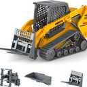 Mostop Construction Truck Toy 3 in 1 Skid Steer Loader with Metal Forklift and Grab Shovel Construction Vehicle, 1/50 Tracked Metal Forklift Truck Toy for Kids Boys Ages 3+