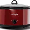 Crock-Pot 8-Quart Manual Slow Cooker, XL Family Size Serves 10+ People, Removable Stoneware with Warming Setting, Dishwasher Safe for Easy Cleanup, Red