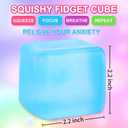 4 Pack Stress Cube Sensory Fidget Toys for Anxiety Stress Relief, Slow Rising Fidget Cube Squeeze Toys, Squishy Cube Filled with Thick Substance, Ice Cube Stress Balls for Adults Kids