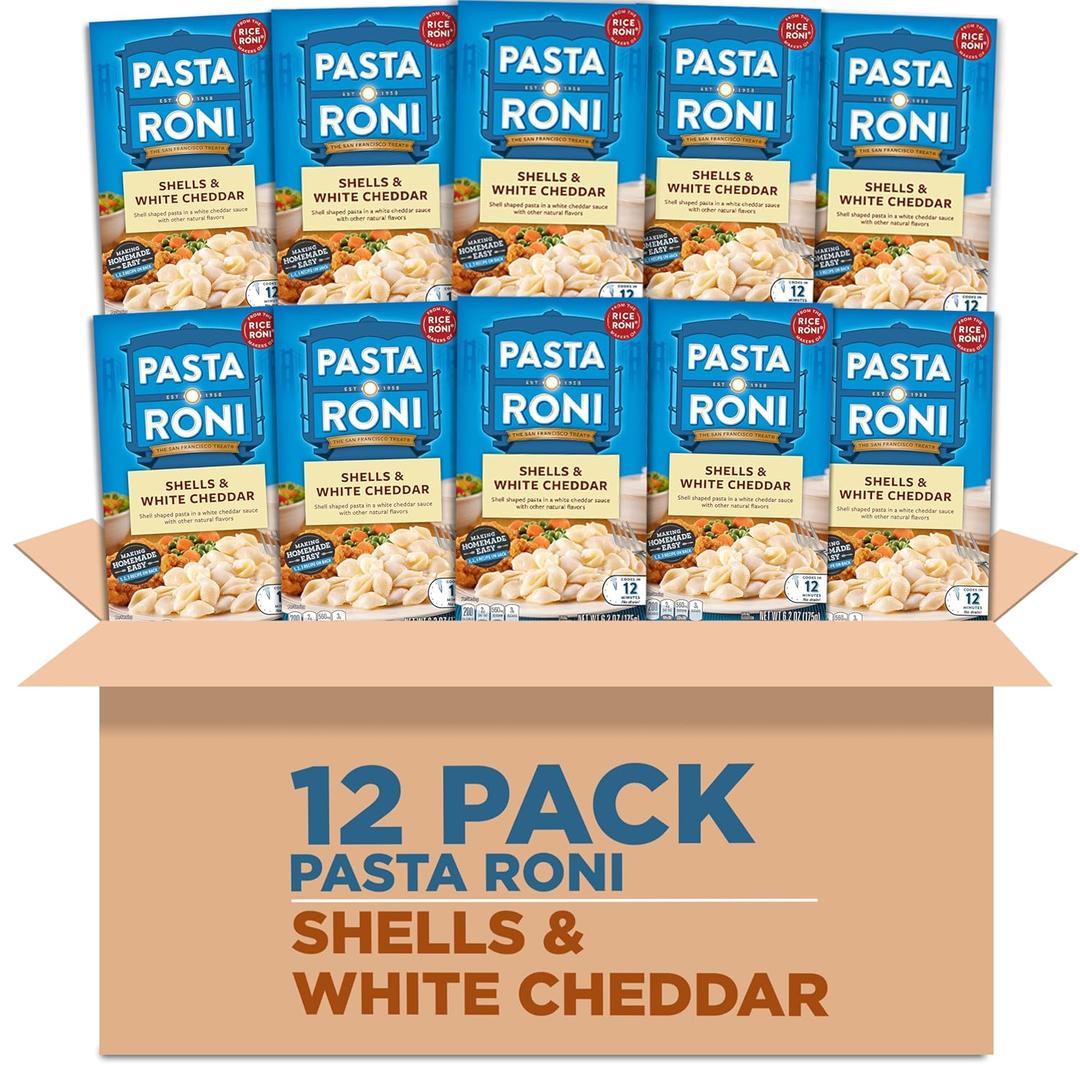 Pasta Roni Shells & White Cheddar Mix 6.2 Fl Oz (Pack of 12), Best By: Jul 17 2026