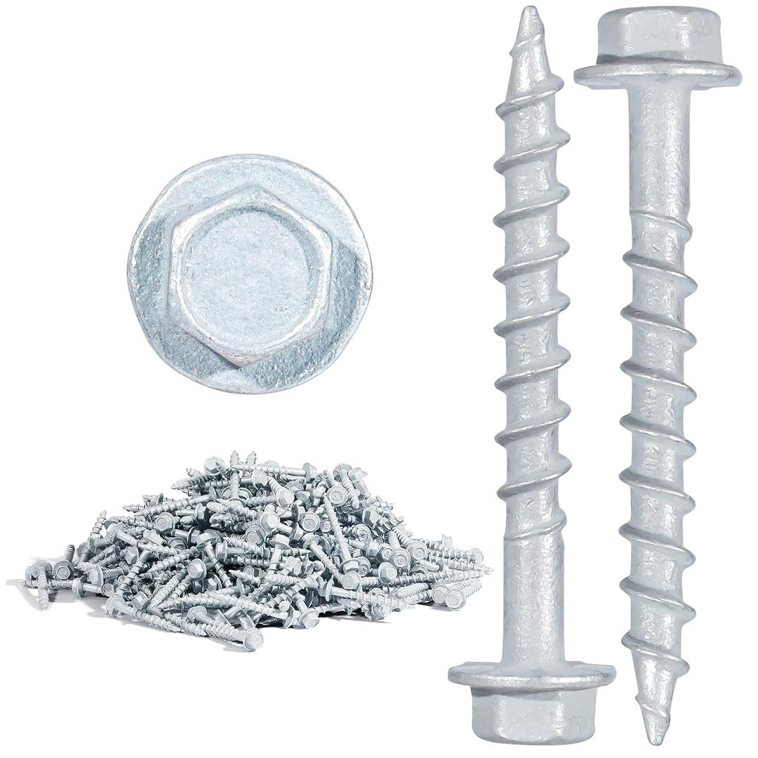 SD Connector Screws, #9 x 1-1/2" Heavy Duty Joist Hanger Screws, 1/4" Hex Head, 0.380" Dia, 10D Nail Replacement, Mechanical Galvanized, 1500-Hour Salt Spray Tested, 500 Count