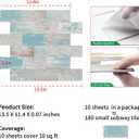 DEWOO Peel and Stick Wall Tile Backsplash PVC Self Adhesive Tiles for Kitchen Bathroom Turquoise Teal (10-Sheet, 13.5" x 11.4")